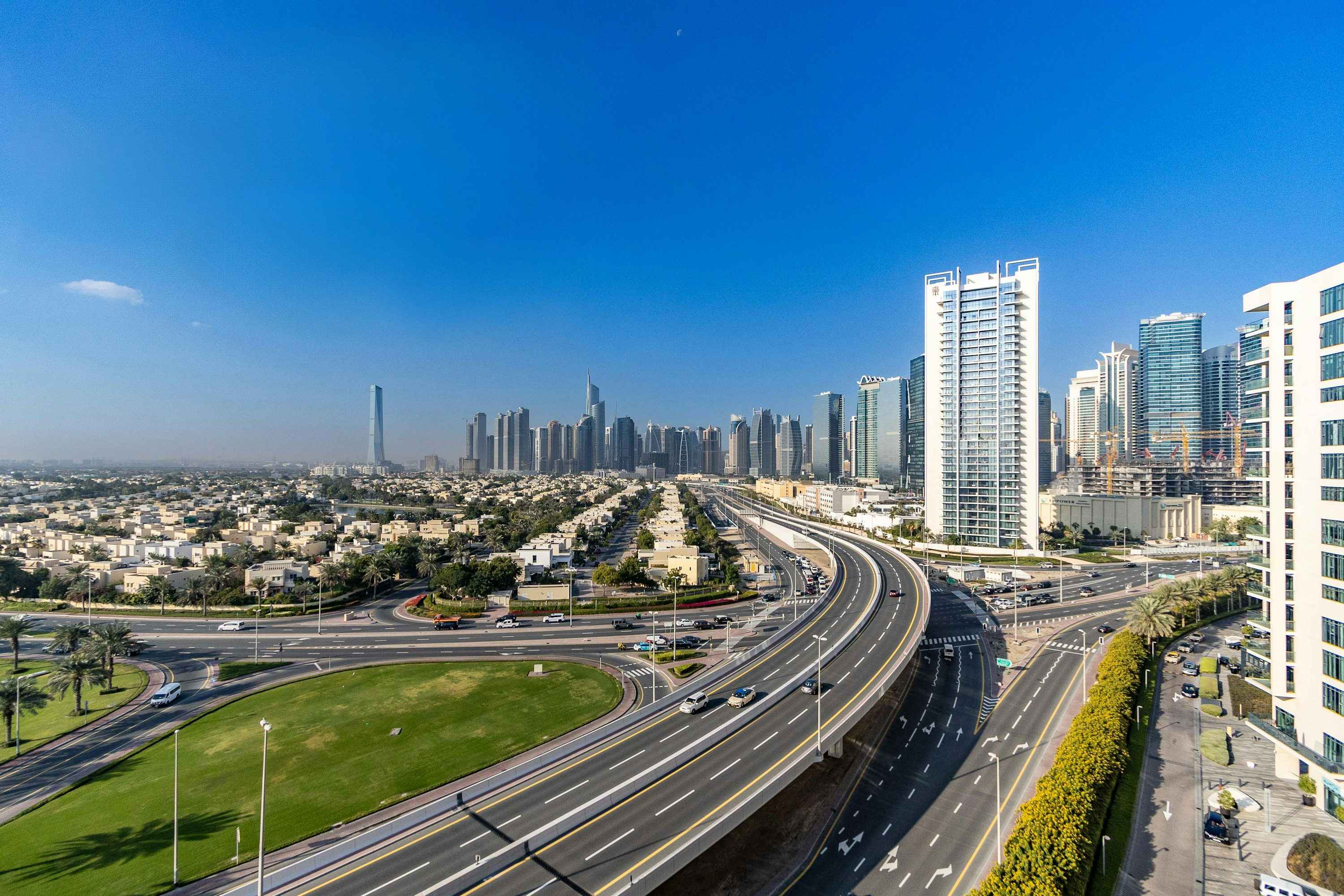 Aerial view of Dubai highway